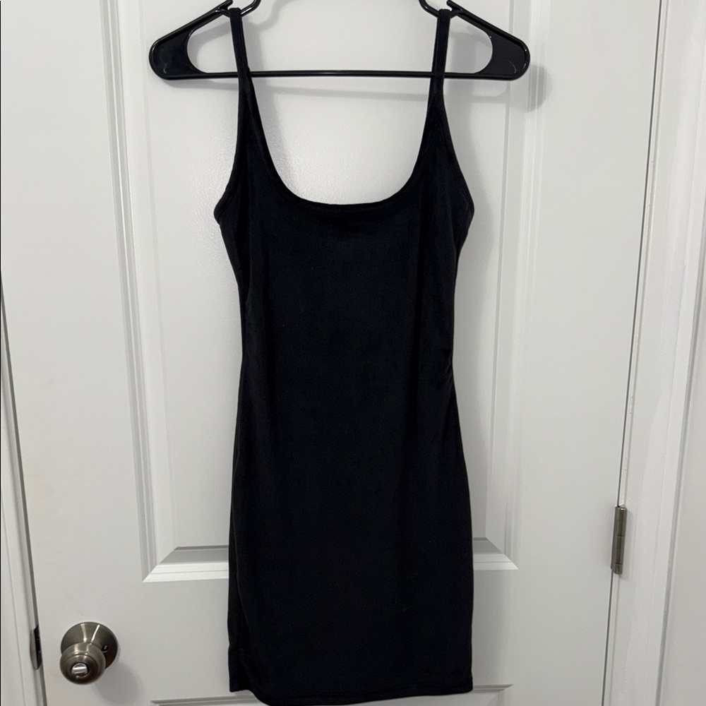 PrettyLittleThing Black Mini Suede Dress